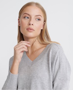 Superdry Rosie Lea V-Neck Női Kötöttáru Szürke | ESVRT9635